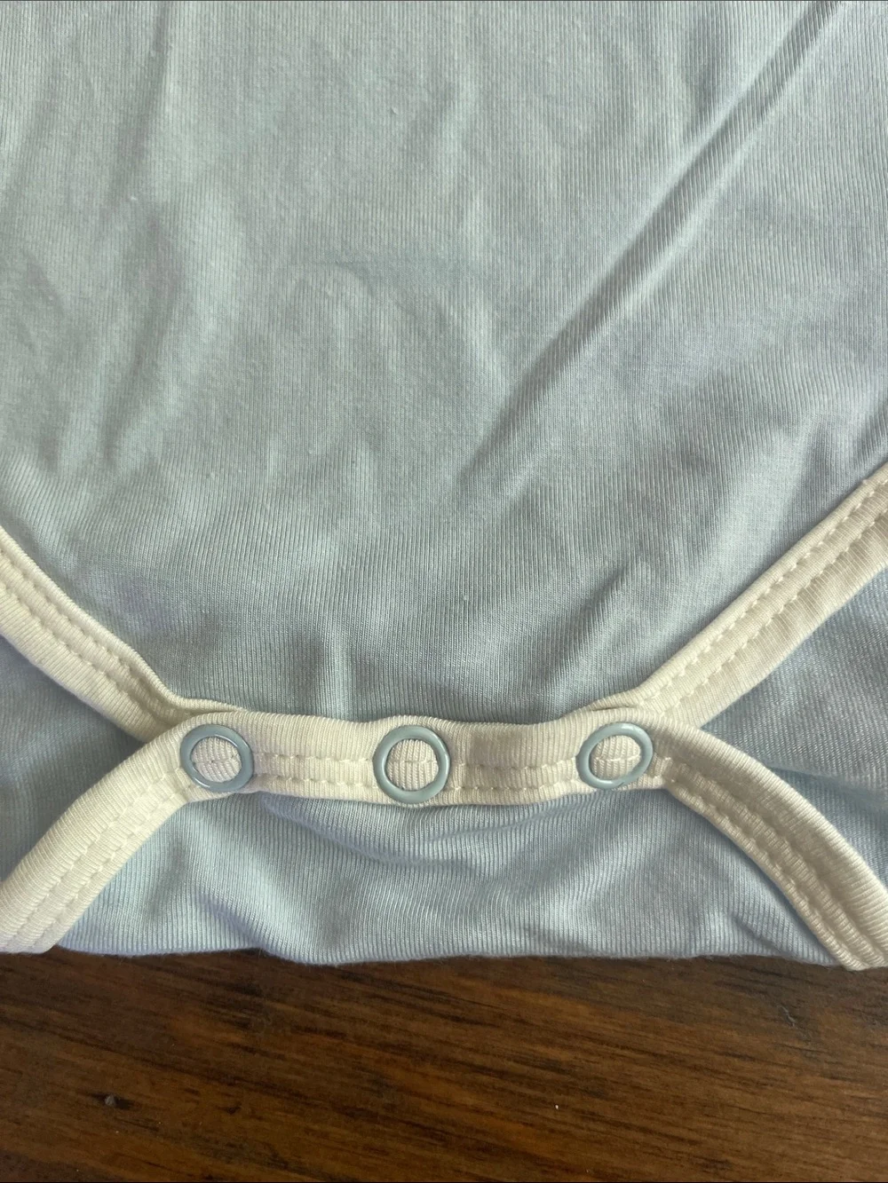 Bunnies by the Bay Light Blue Baby One-Piece with white Trim